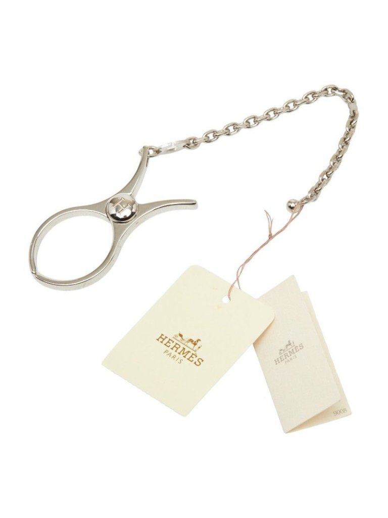 Hermes Glove Holder Charm Silver Metal Gloves